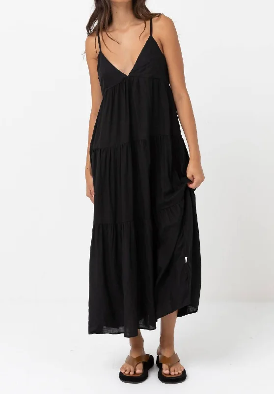 Anniversary Sale Classic Tiered Midi Dress In Black