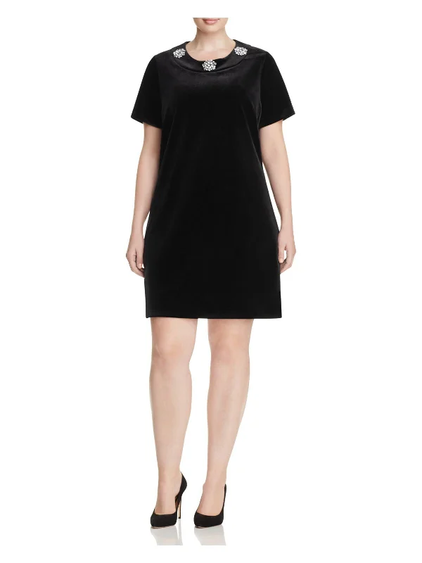 Super Deal MICHAEL KORS Womens Rhinestone Short Sleeve Jewel Neck Above The Knee Evening Shift Dress Super Deal MICHAEL KORS Womens Rhinestone Short Sleeve Jewel Neck Above The Knee Evening Shift Dress