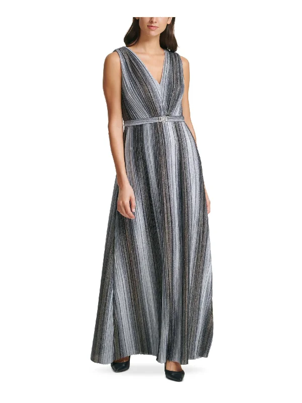 Mega Sale VINCE CAMUTO Womens Glitter Striped Sleeveless V Neck Full-Length Evening Fit + Flare Dress Mega Sale VINCE CAMUTO Womens Glitter Striped Sleeveless V Neck Full-Length Evening Fit + Flare Dress