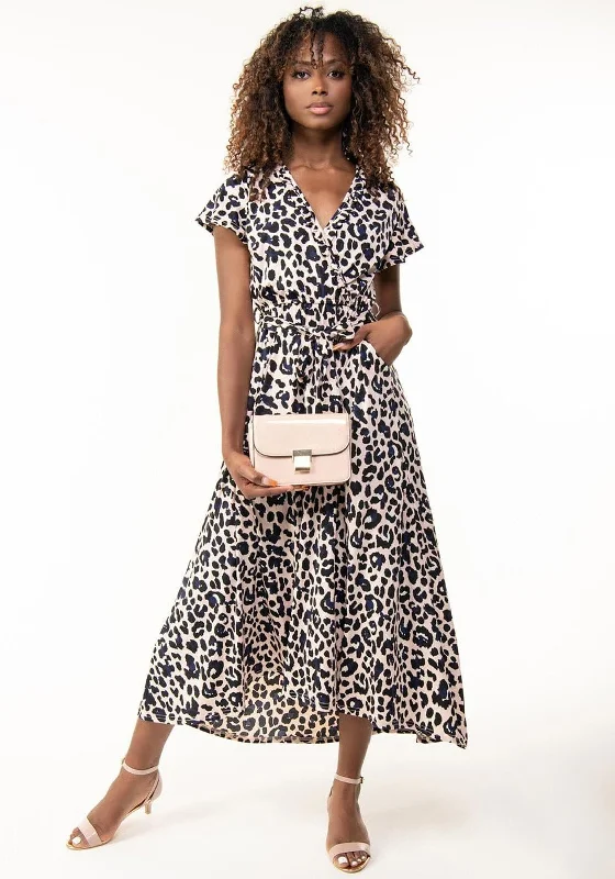 Weekend Deal Jolie Moi Lola Leopard Print Dipped Hem Dress, Pink Multi