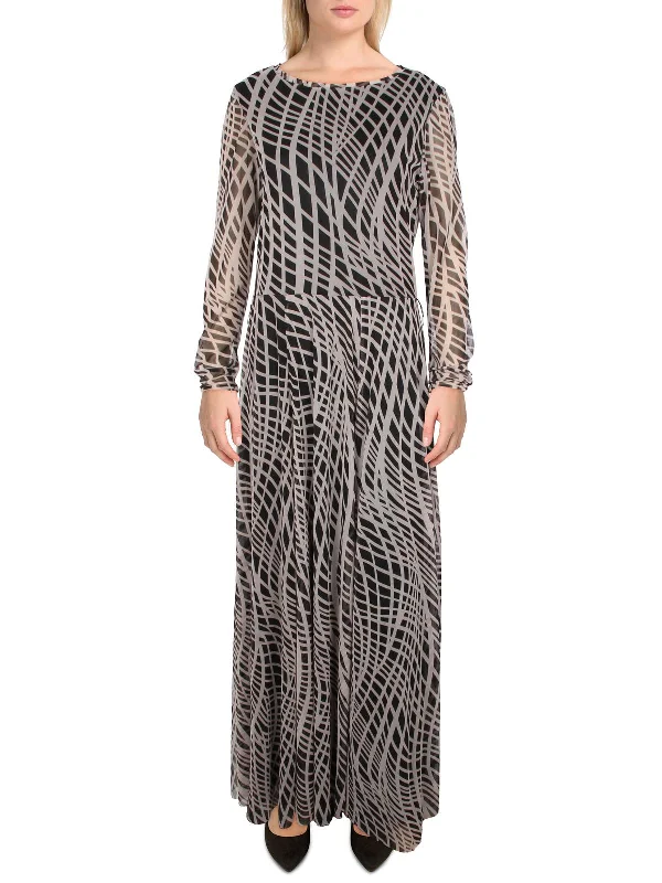Markdowns Womens Mesh Printed Maxi Dress