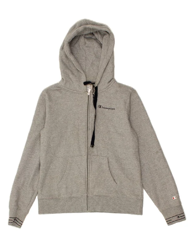 Amazing Deals CHAMPION Womens Zip Hoodie Sweater UK 16 Large Grey Cotton