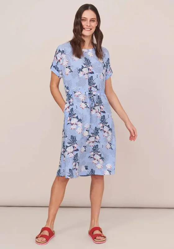 Savings Bonanza White Stuff Matilda Crinkle Drawcord Waist Midi Dress, Blue Multi