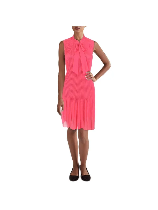 Discount Deals DKNY Womens Coral Pleated Sheer Lined Sleeveless Tie Neck Above The Knee Wear To Work Shift Dress Discount Deals DKNY Womens Coral Pleated Sheer Lined Sleeveless Tie Neck Above The Knee Wear To Work Shift Dress
