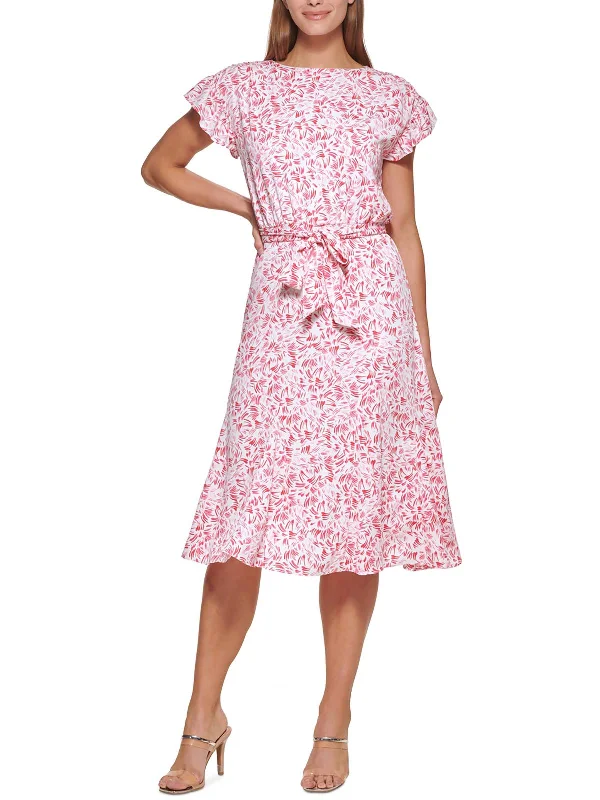 Online Only Womens Cocktail Midi Fit & Flare Dress
