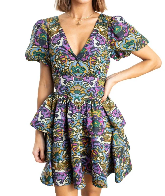 Great Bargains Marisse Mini Dress In Mosaic Ikat