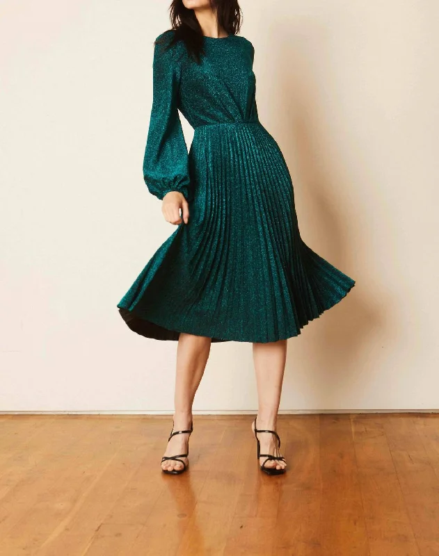 Deal Zone Beatrice Lurex Dress In Emerald