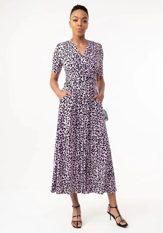 Members Only Jolie Moi Selene Animal Print Maxi Dress, Light Pink