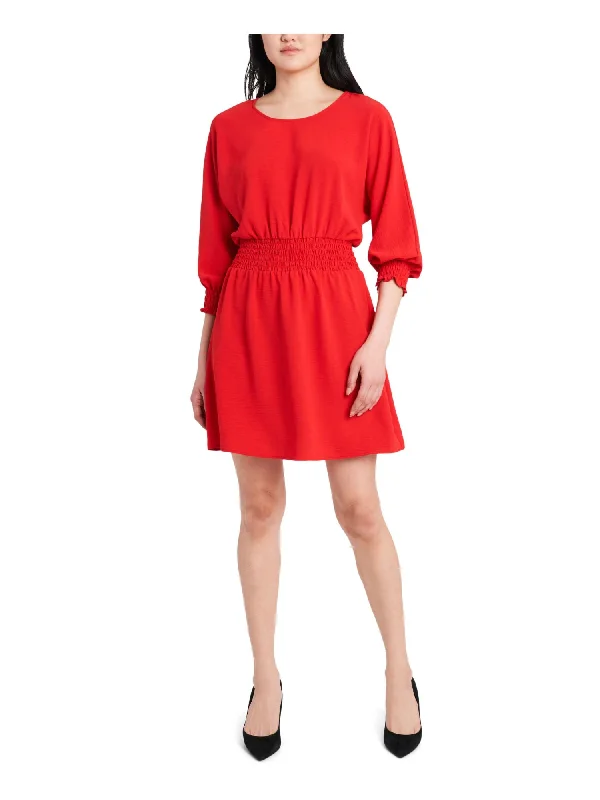 Final Clearance MSK Womens 3/4 Sleeve Above The Knee Evening Fit + Flare Dress