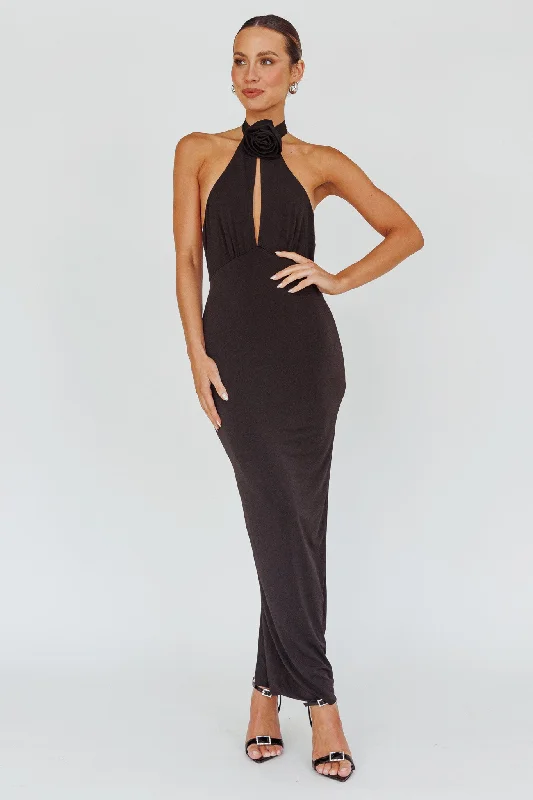 Massive Deals Simha Rose Halterneck Midi Dress Black