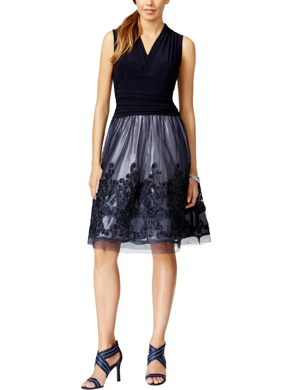 Big Savings Womens Soutache-Trim Sleeveless Cocktail Dress