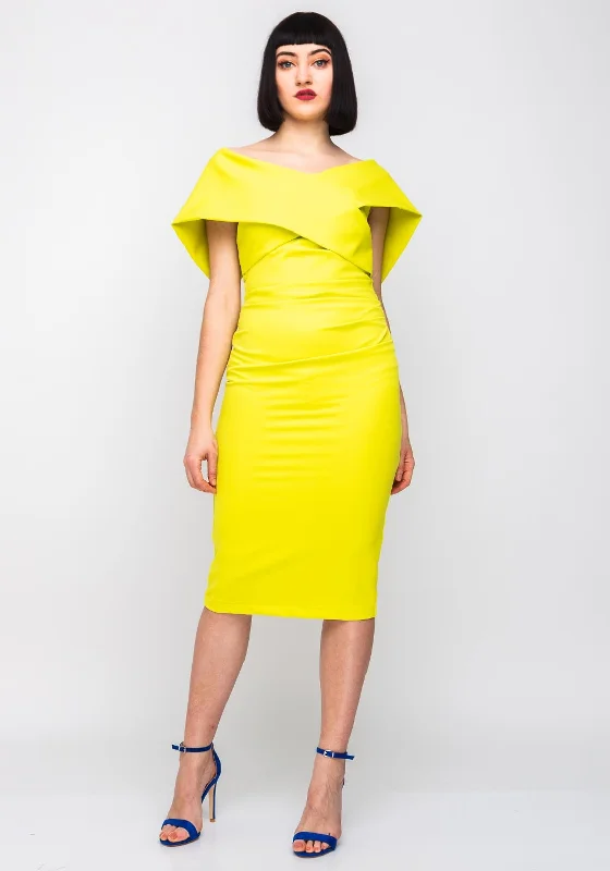 Price Cut Kevan Jon Loren Bodycon Dress, Lime Green