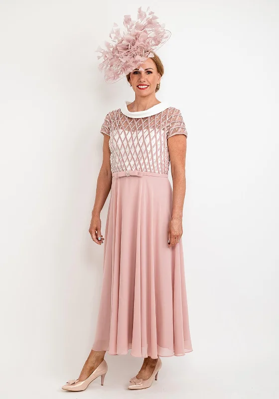 Extra Savings Veni Infantino Lattice Bodice Maxi Dress, Dusty Rose