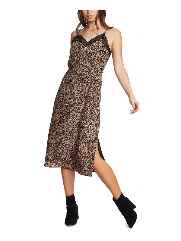 Crazy Deals 1. STATE Womens Brown Lace Animal Print Spaghetti Strap V Neck Maxi Party Shift Dress Crazy Deals 1. STATE Womens Brown Lace Animal Print Spaghetti Strap V Neck Maxi Party Shift Dress