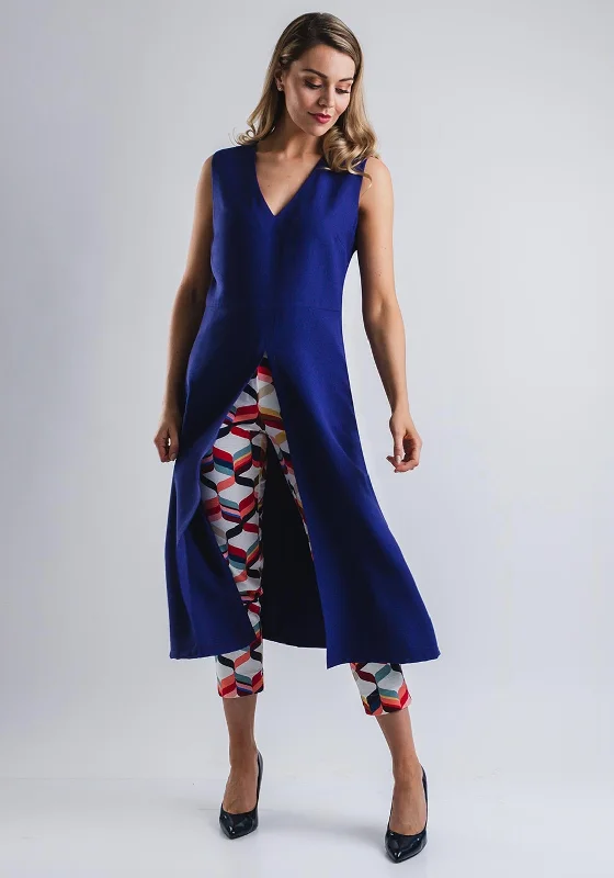 Hot Deal Camelot Split Front Tunic Dress, Dark Blue