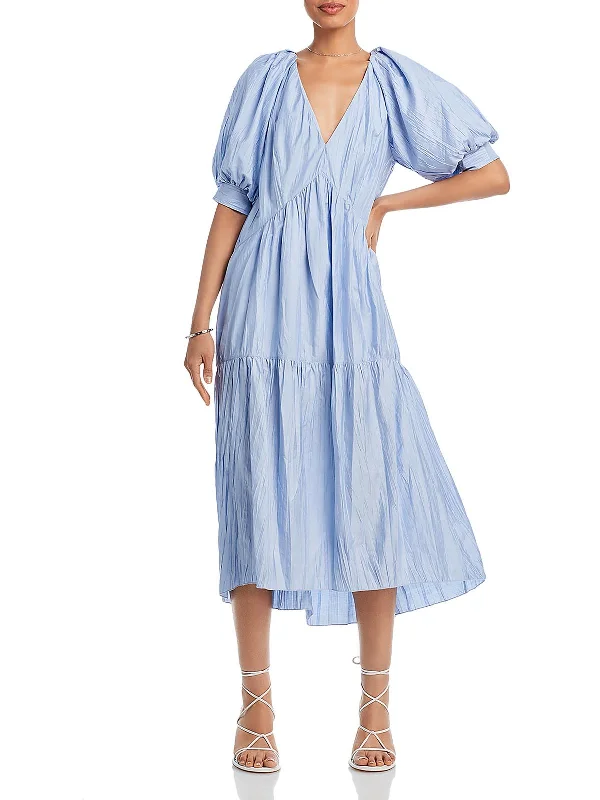 Get It Before It’s Gone Womens Crinkled V-Neck Midi Dress