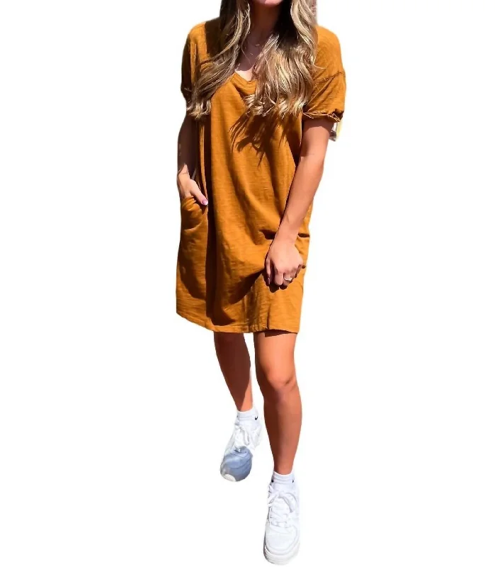 Factory Direct Sale T-Shirt Dress In Dark Mustard