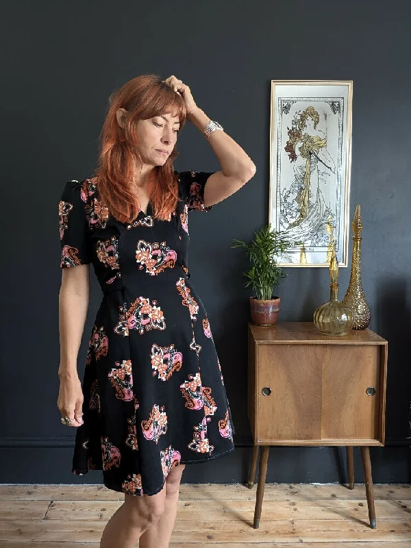 Year-End Sale Vintage 70's Black Colombine Dress