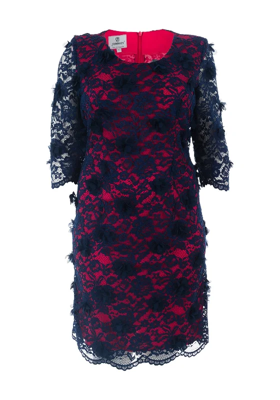 Deal Alert Jomhoy Almeria Applique Trim Lace Dress, Navy & Pink