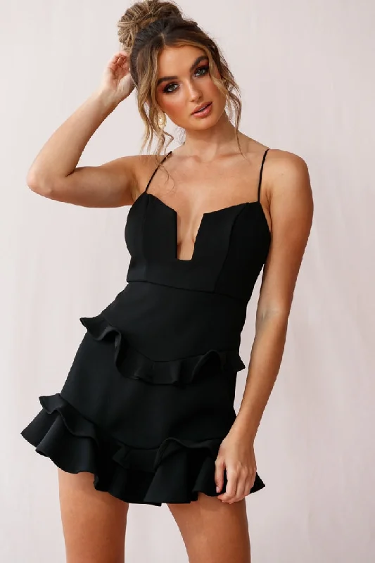 Closeout James Tiered Frill Mini Dress Black
