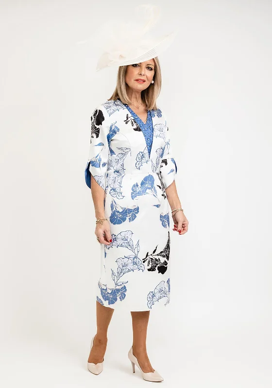 Deal Alert Lizabella V-Neck Floral Pencil Dress, Azure