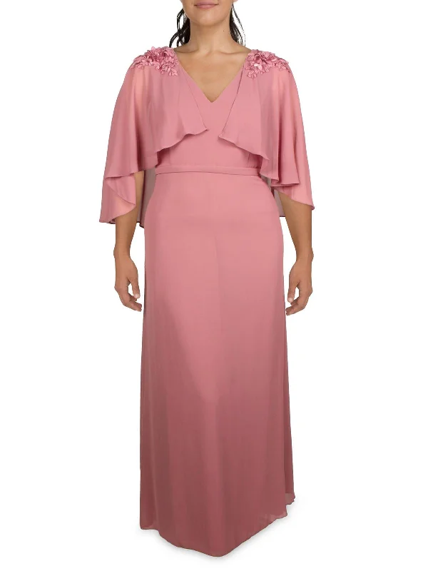 Stock Clearance Plus Womens Chiffon Sequined Evening Dress