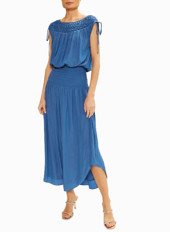 Hurry In Zoe Midi Dress In True Blue