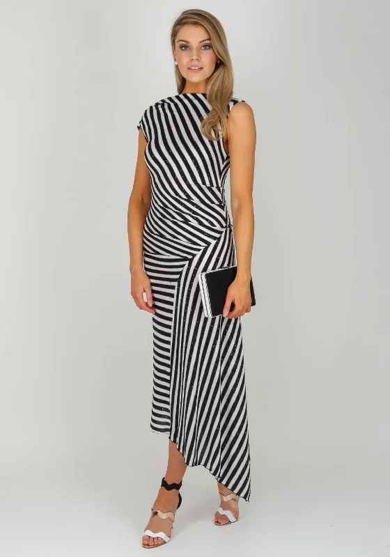 Epic Deals Kevan Jon Rhea Striped Midi Dress, Black & White